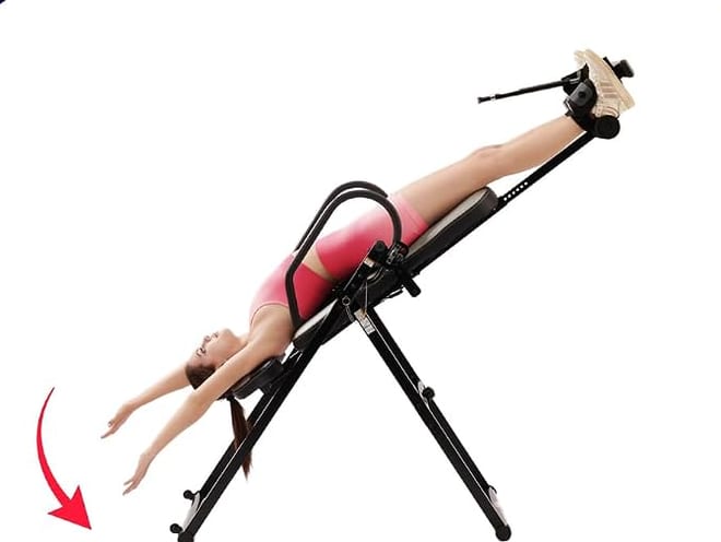 Medisonic inversion table at a 40 degree inversion angle