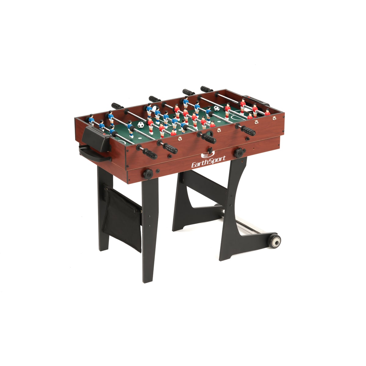 EarthSport multi-game table with the foosball surface in place, shown from a front angle.