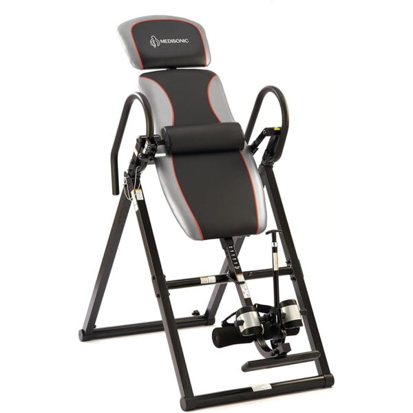 Medisonic 510150G Advanced Inversion Table — Lumbar Pad, Ankle Security Cups, 300LB Capacity, Gray