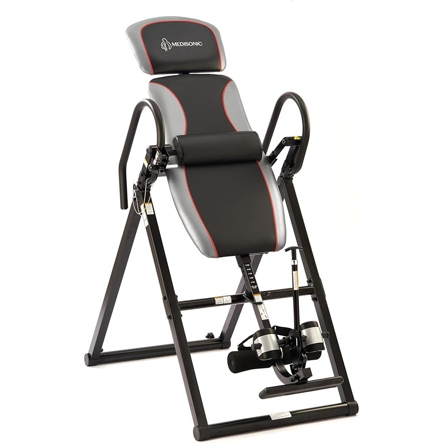 Medisonic 510150G Advanced Inversion Table — Lumbar Pad, Ankle Security Cups, 300LB Capacity, Gray