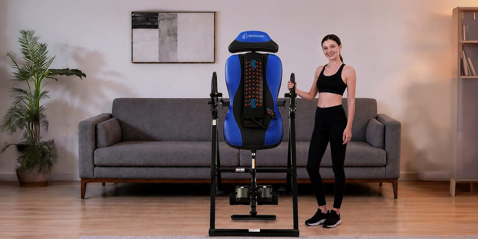 Medisonic inversion table being used at home